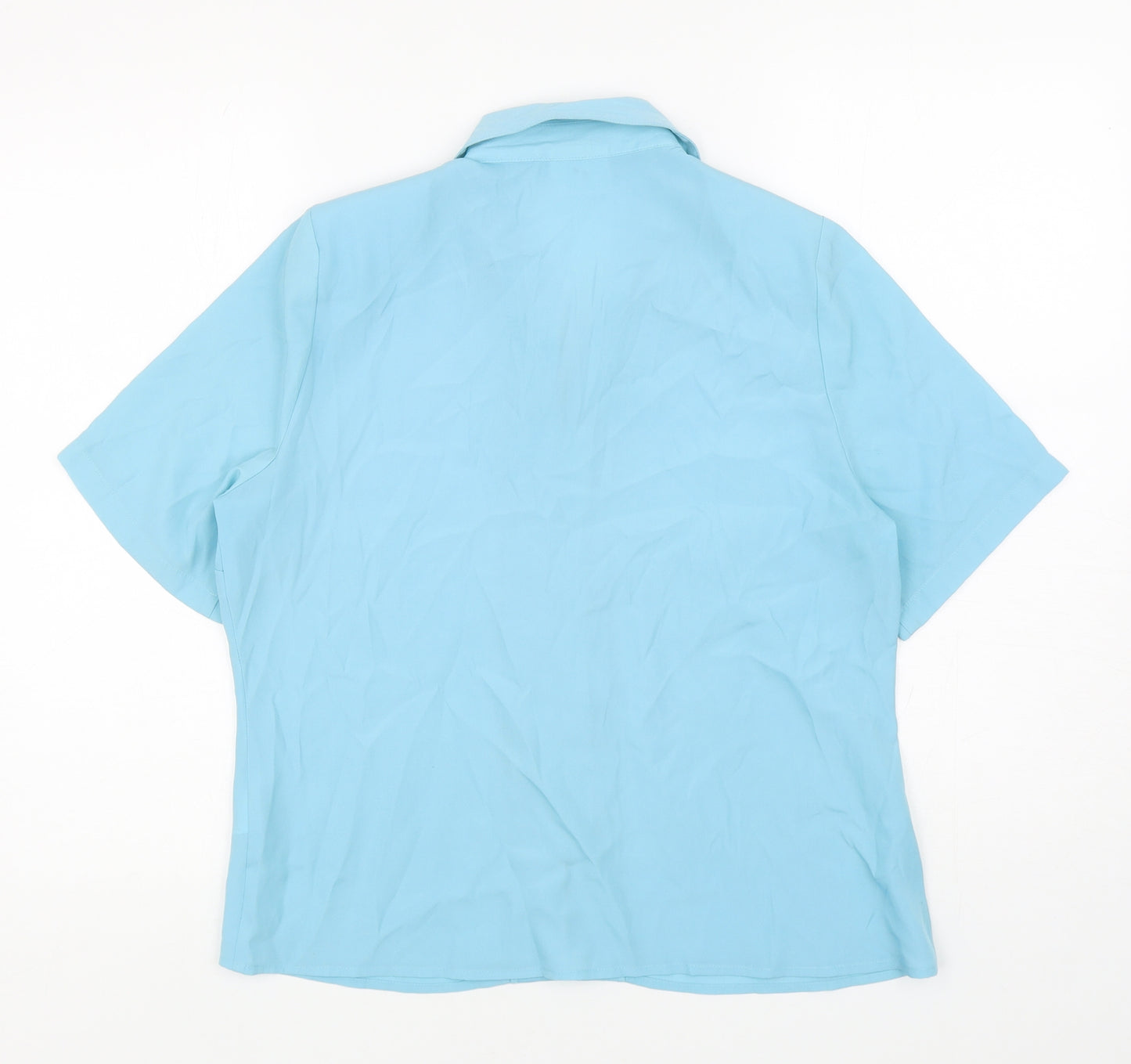 Eastex Womens Blue Polyester Basic Button-Up Size 12 Collared