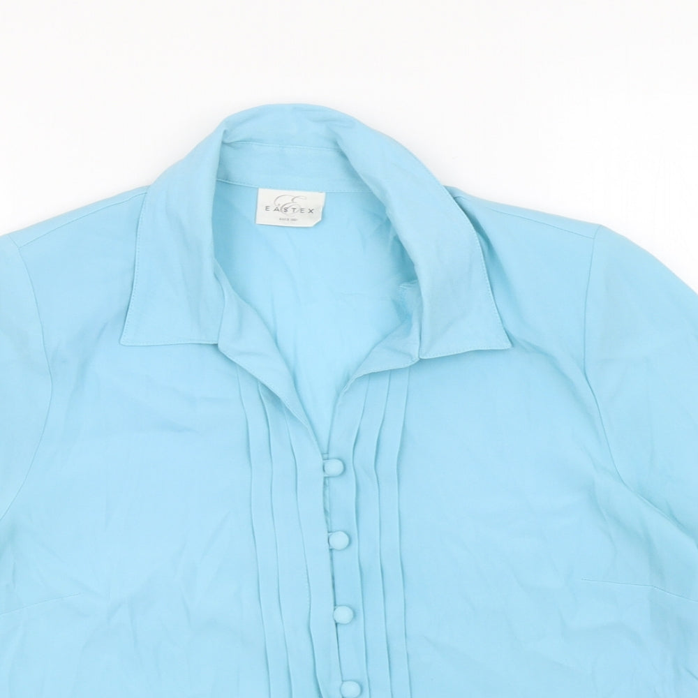 Eastex Womens Blue Polyester Basic Button-Up Size 12 Collared