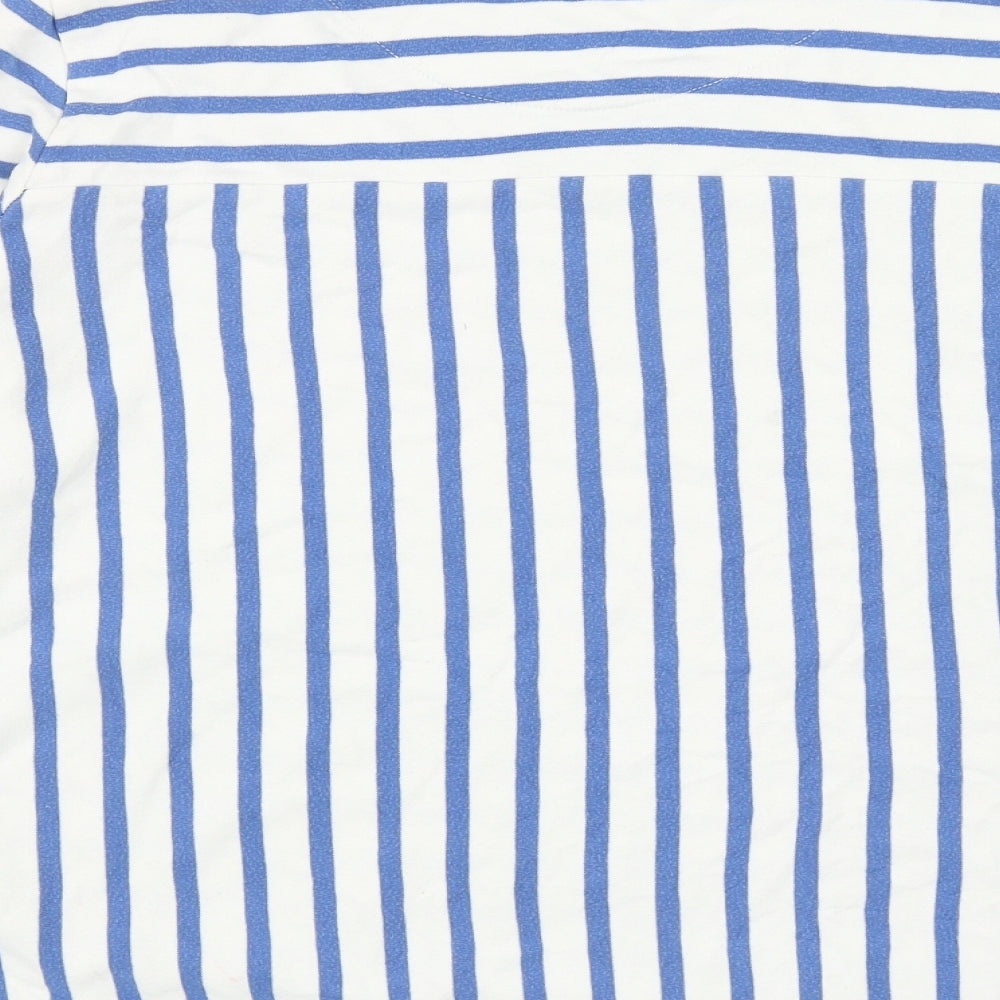 TU Womens Blue Striped Cotton Pullover Sweatshirt Size 14 Pullover