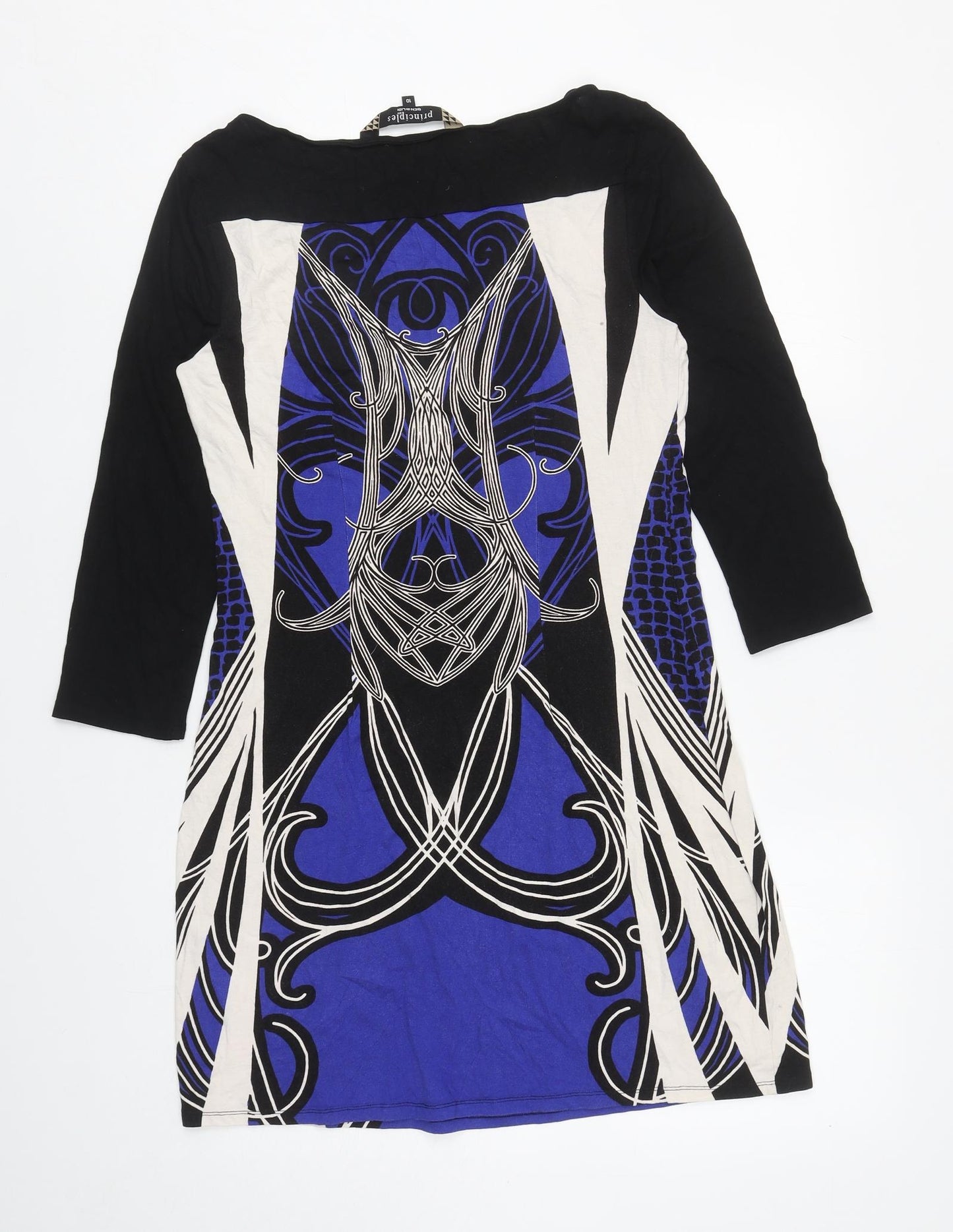 Principles Womens Multicoloured Geometric Viscose Tunic T-Shirt Size 10 Boat Neck