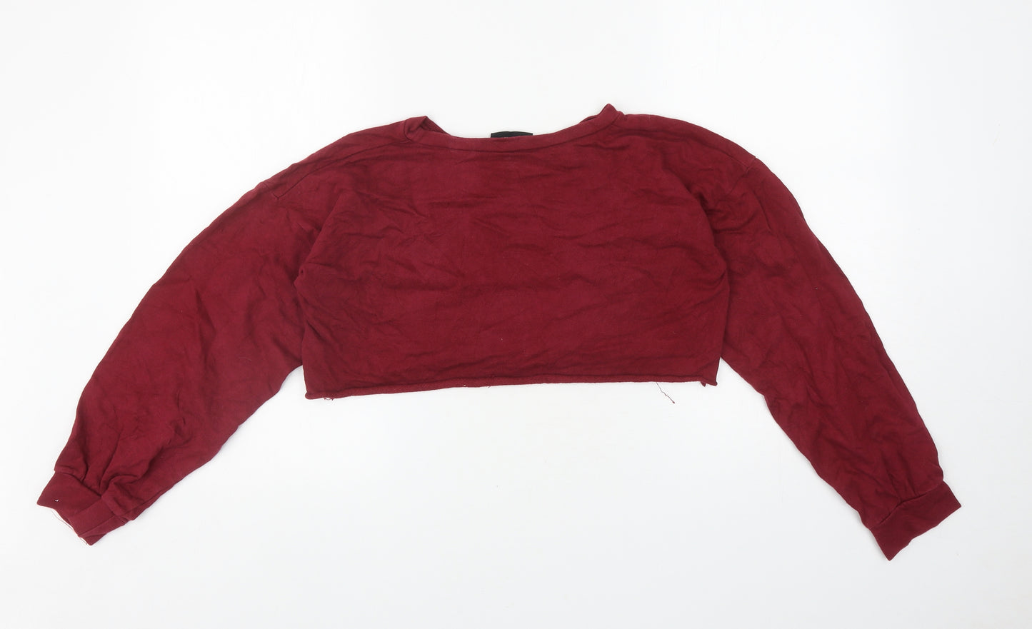 PRETTYLITTLETHING Womens Red Cotton Pullover Sweatshirt Size 8 Pullover - Cropped