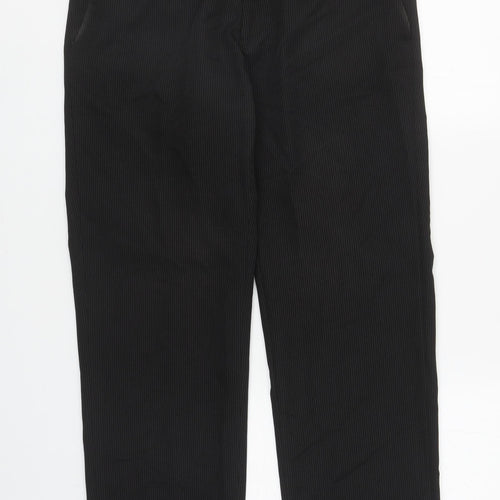 F&F Mens Black Striped Polyester Dress Pants Trousers Size 32 in L29 in Regular Zip