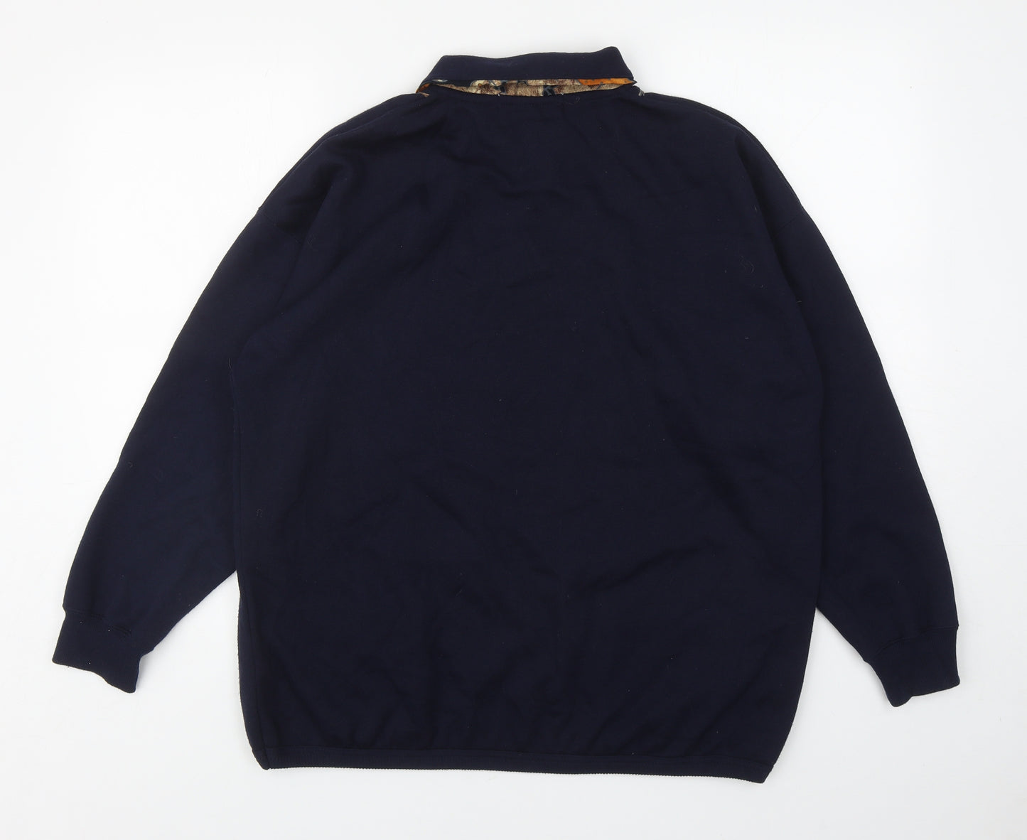 Alice Collins Womens Blue Cotton Pullover Sweatshirt Size L Button - Flowers