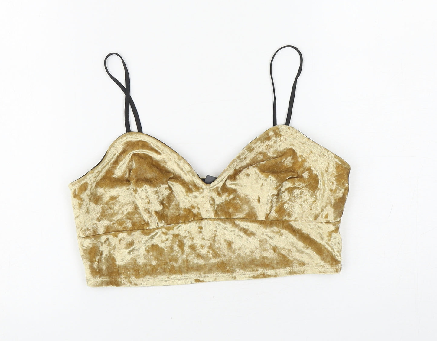 Primark Womens Gold Polyester Cropped Tank Size 10 Sweetheart
