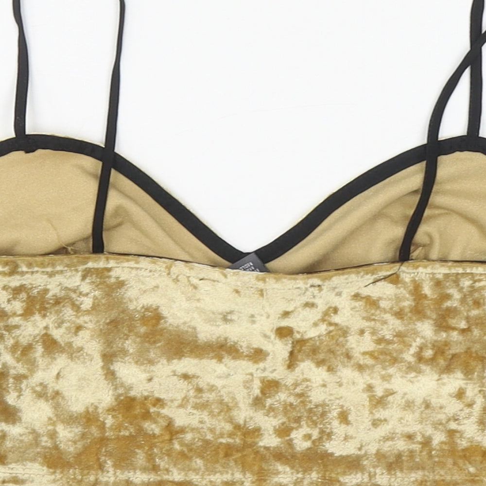 Primark Womens Gold Polyester Cropped Tank Size 10 Sweetheart