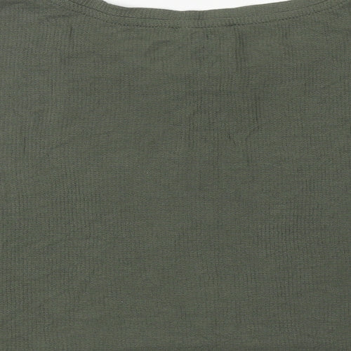 Primark Womens Green Polyester Cropped T-Shirt Size L Boat Neck