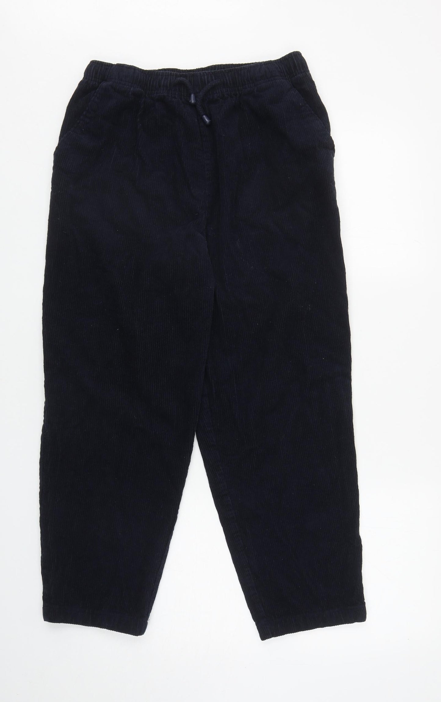 Amber Womens Blue Cotton Trousers Size 16 L24.5 in Regular Drawstring