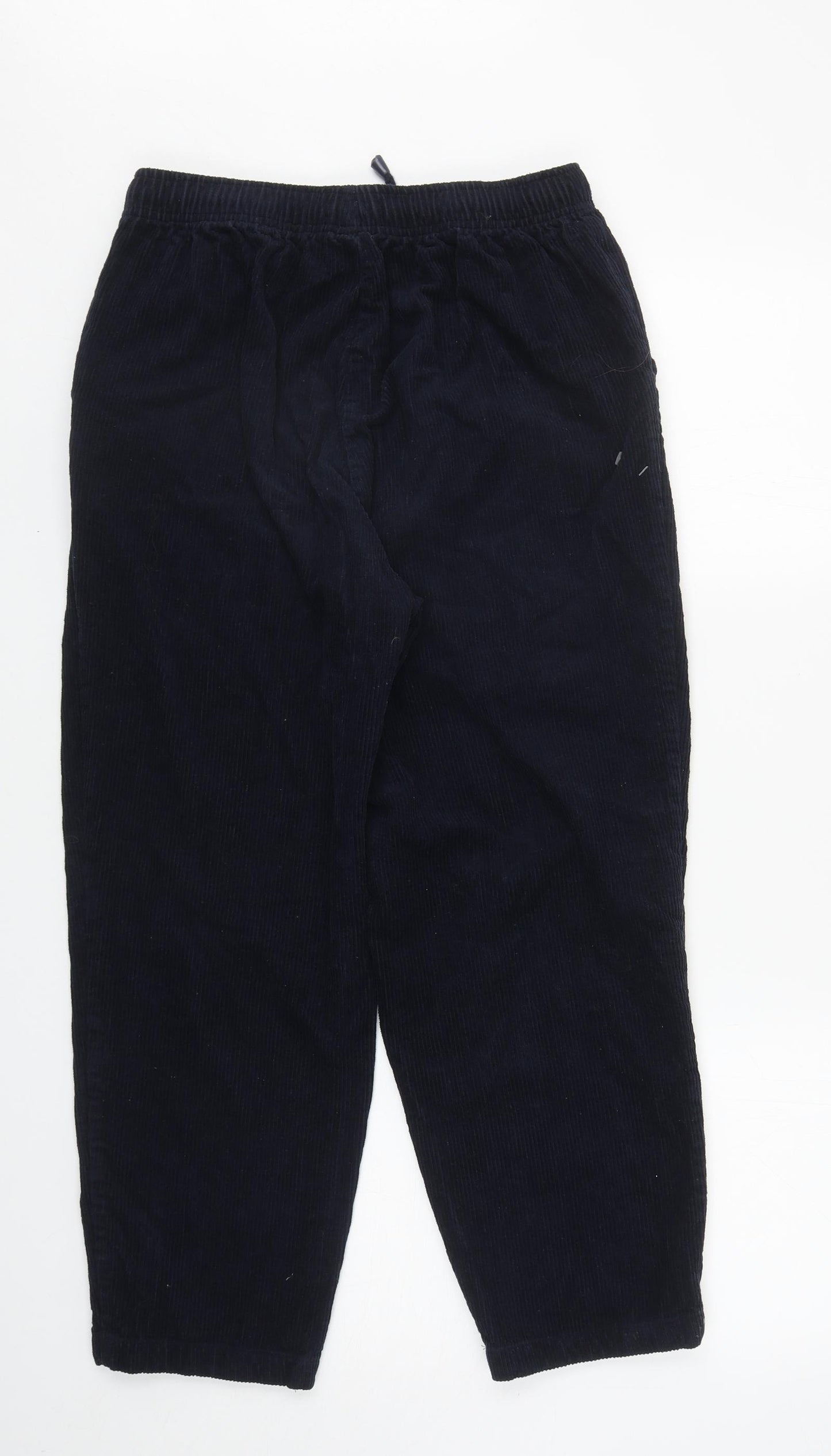 Amber Womens Blue Cotton Trousers Size 16 L24.5 in Regular Drawstring