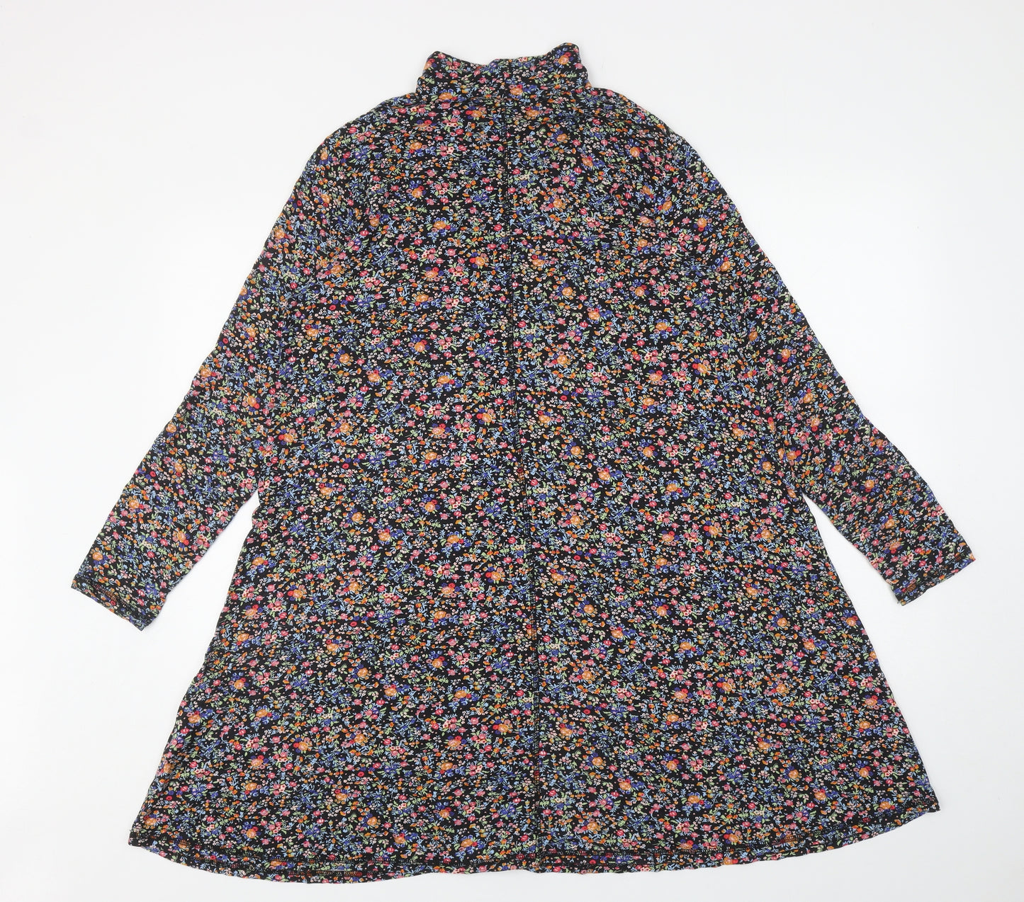 Red Herring Womens Multicoloured Floral Viscose A-Line Size 14 Roll Neck Pullover
