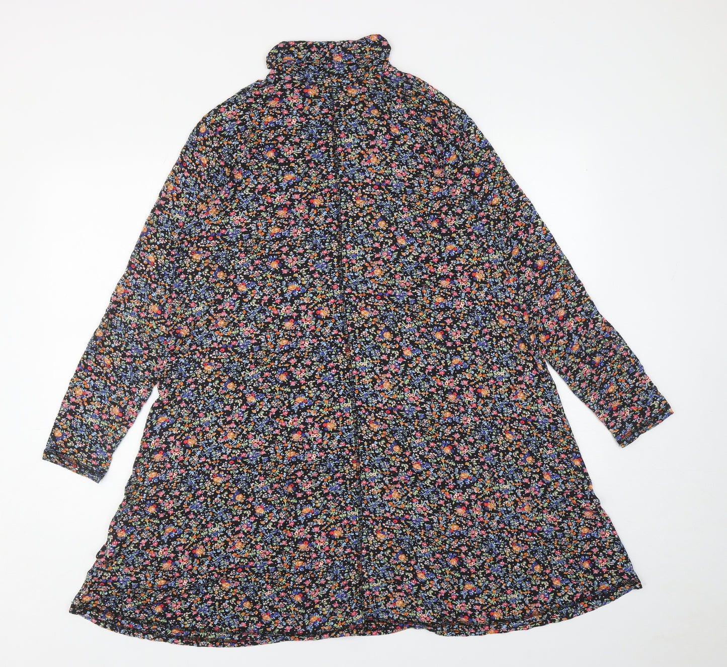 Red Herring Womens Multicoloured Floral Viscose A-Line Size 14 Roll Neck Pullover