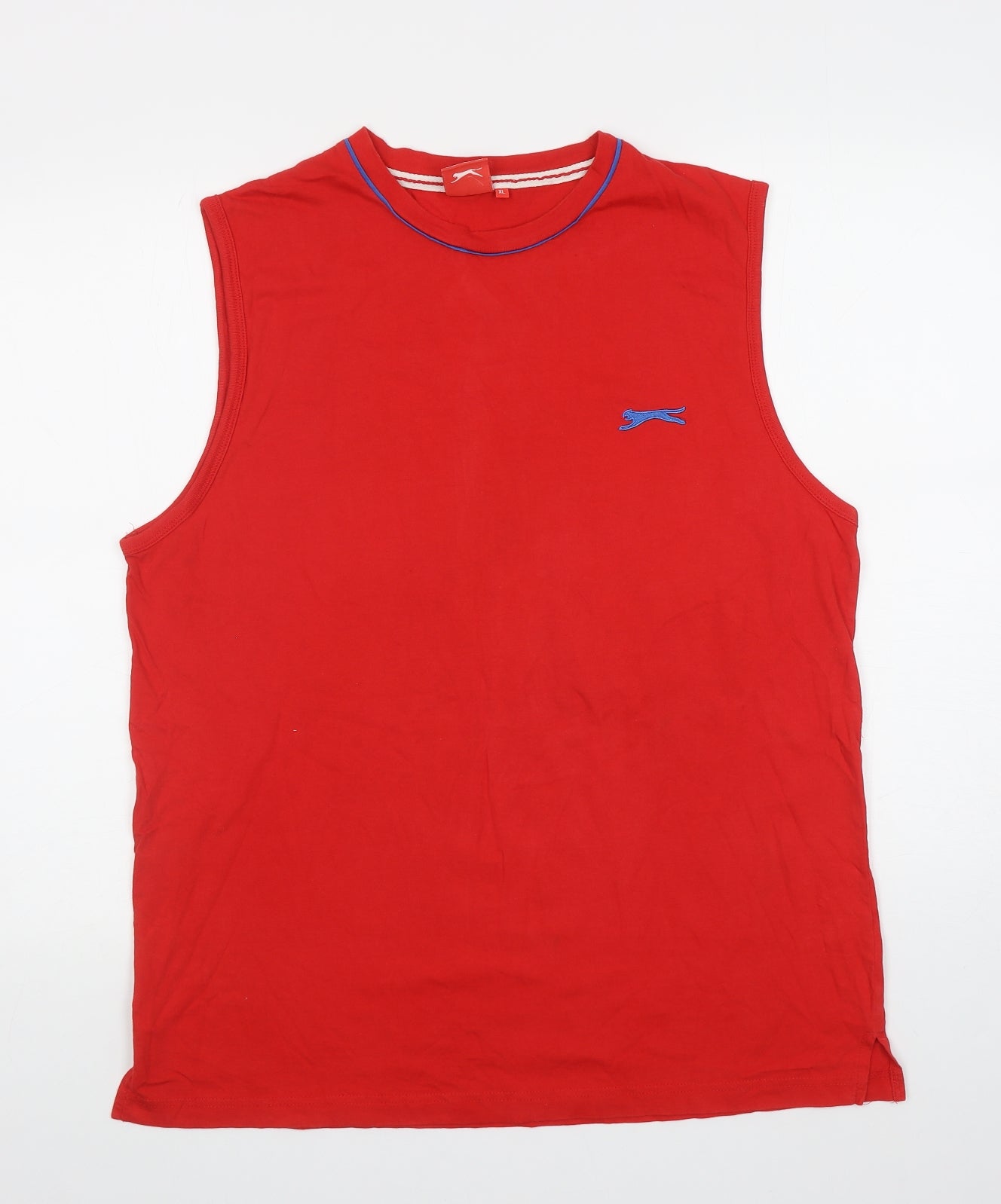 Slazenger Mens Red Cotton Basic Tank Size XL Round Neck Pullover