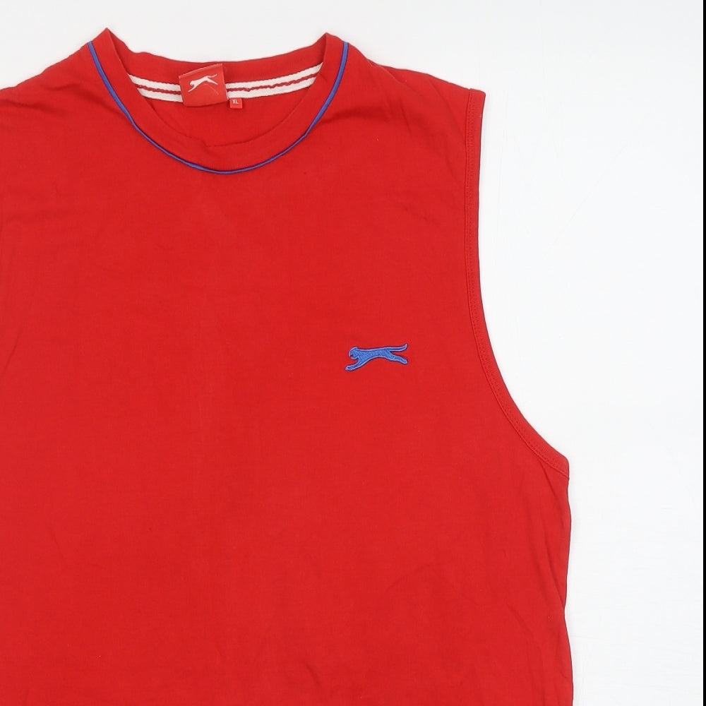 Slazenger Mens Red Cotton Basic Tank Size XL Round Neck Pullover