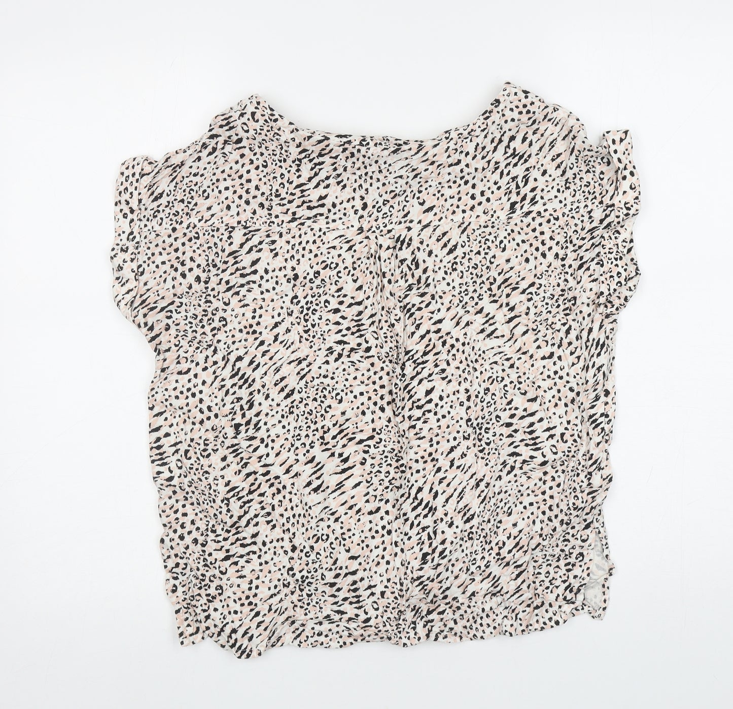 NEXT Womens Pink Animal Print Viscose Basic T-Shirt Size 12 Boat Neck