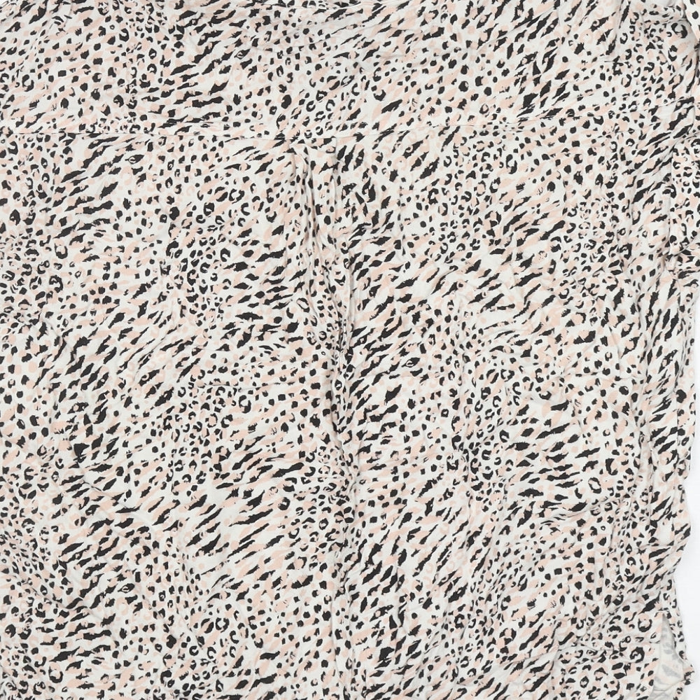 NEXT Womens Pink Animal Print Viscose Basic T-Shirt Size 12 Boat Neck