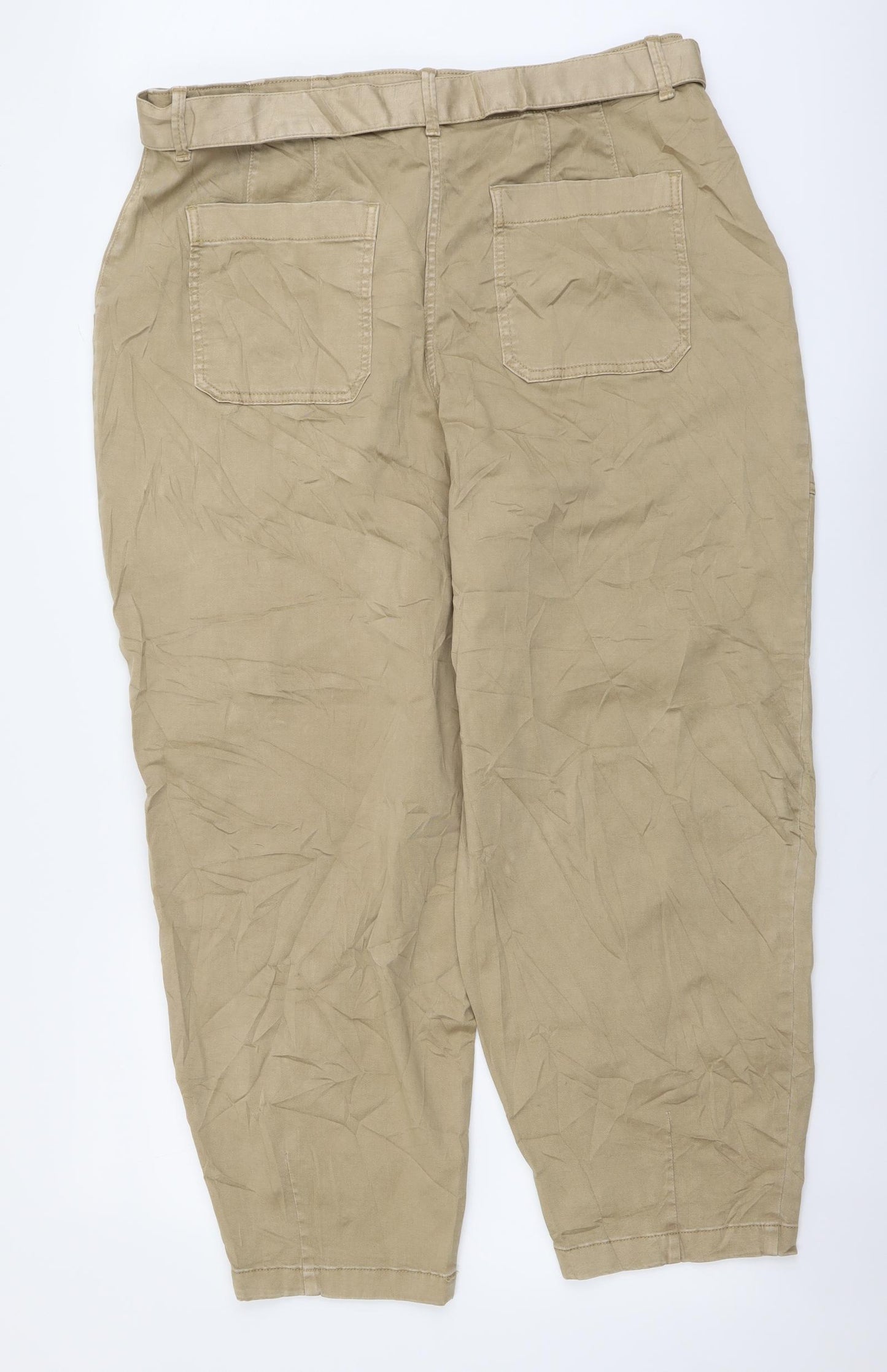 Per Una Womens Beige Cotton Straight Jeans Size 18 L28 in Regular Button