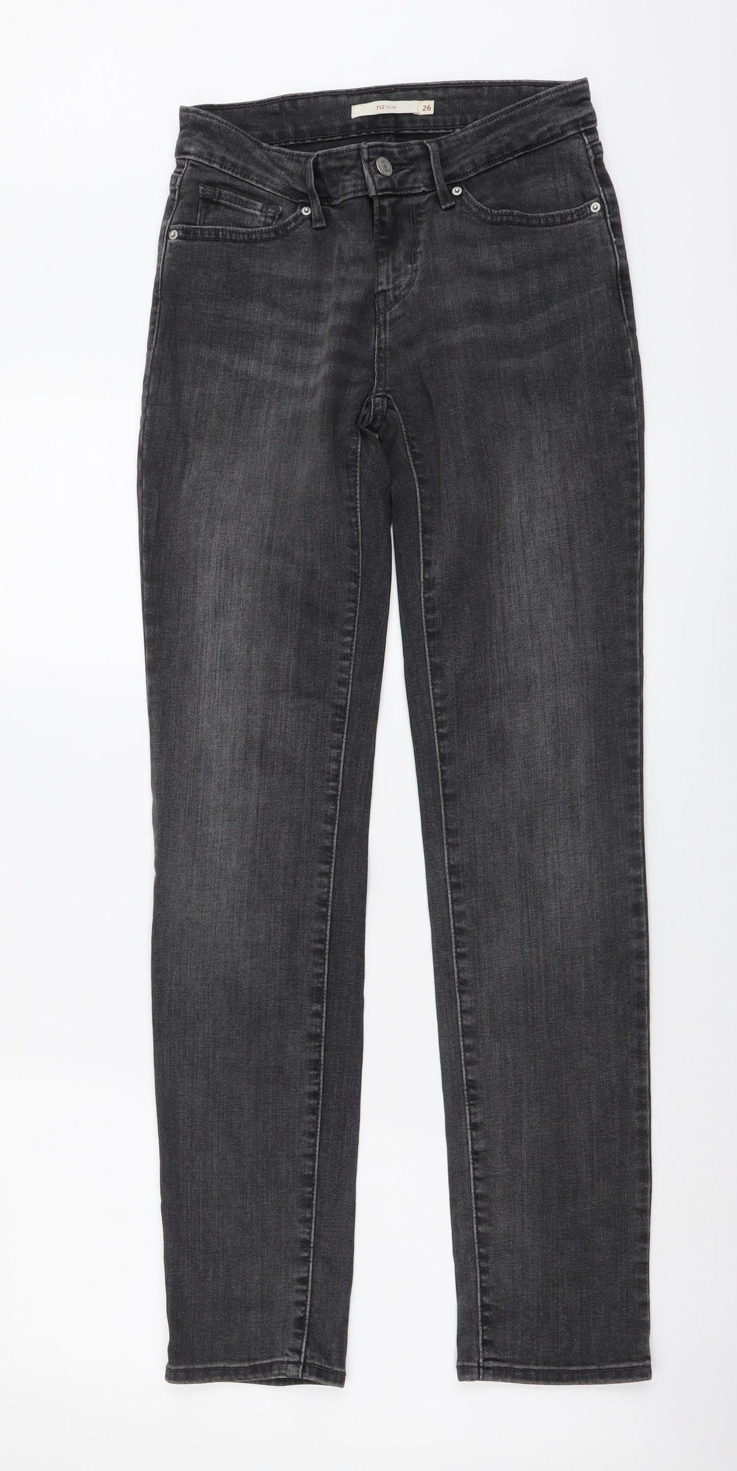 Signature by Levi Strauss & Co. Womens Grey Cotton Skinny Jeans Size 26 in L31 in Slim Button