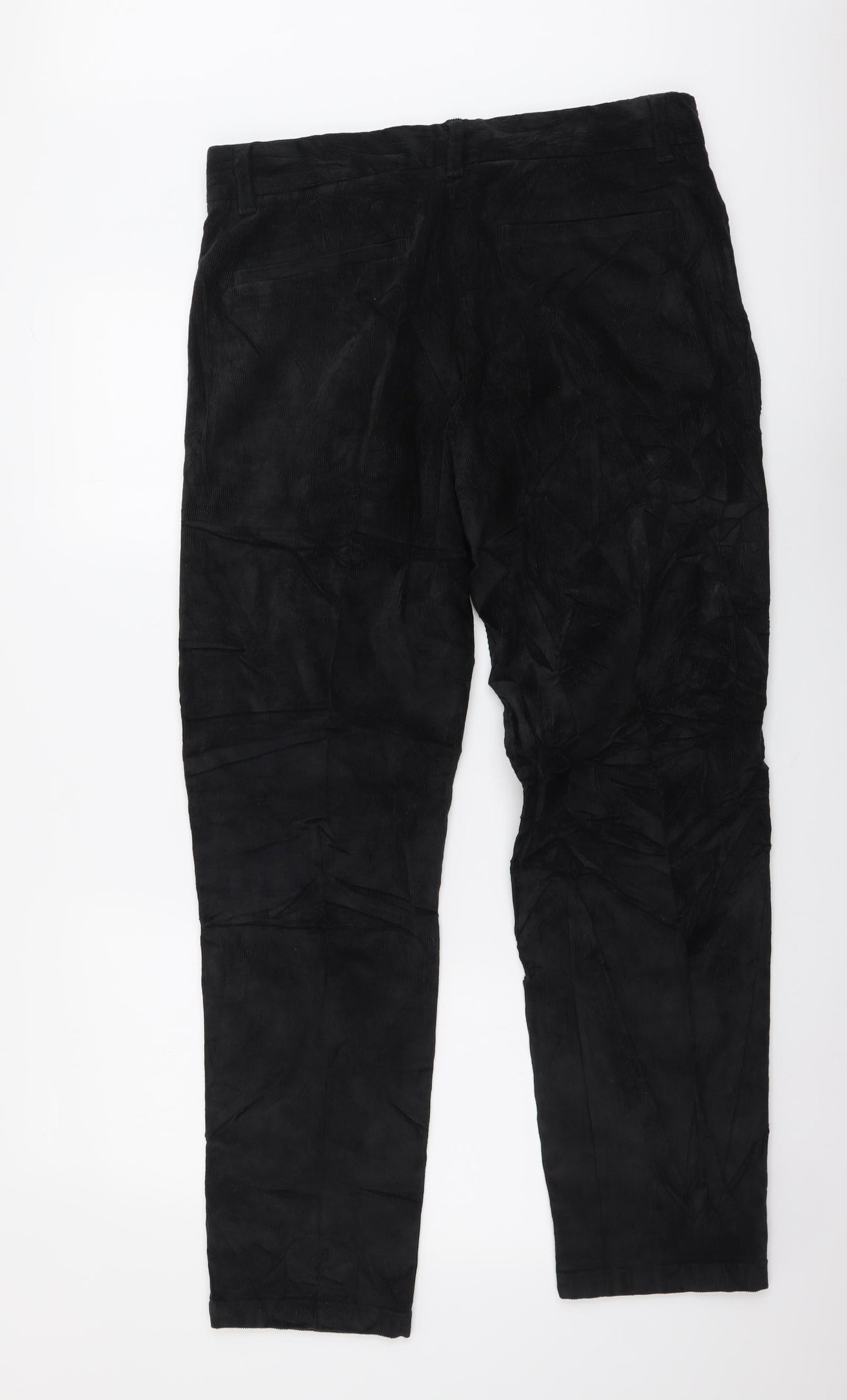 Marks and Spencer Mens Black Cotton Straight Jeans Size 34 in L31 in Regular Button