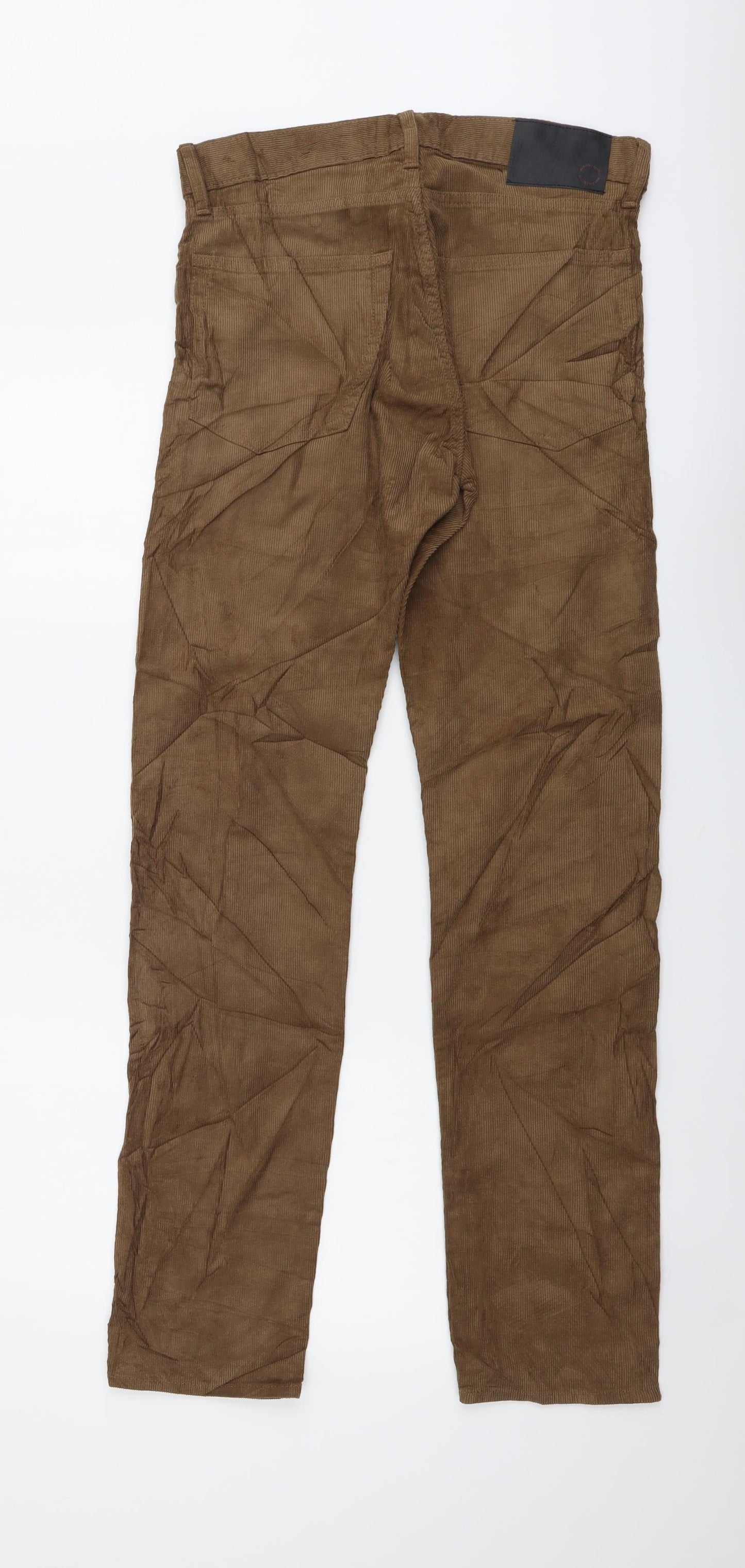 Marks and Spencer Mens Brown Cotton Straight Jeans Size 30 in L33 in Regular Button