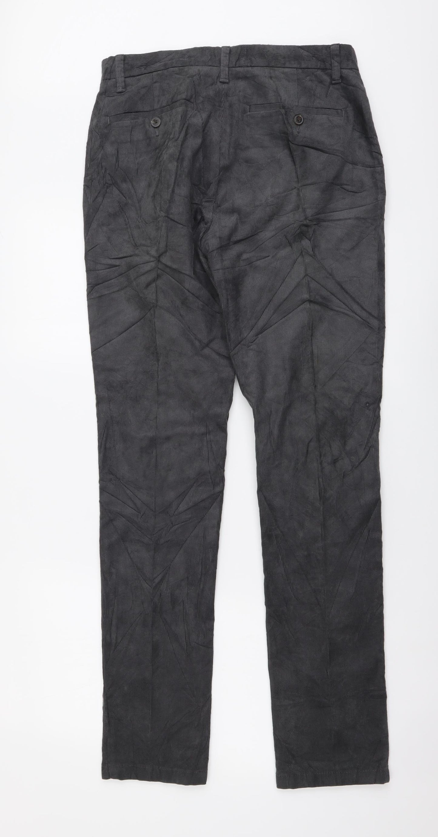 Marks and Spencer Mens Grey Cotton Straight Jeans Size 30 in L33 in Regular Button