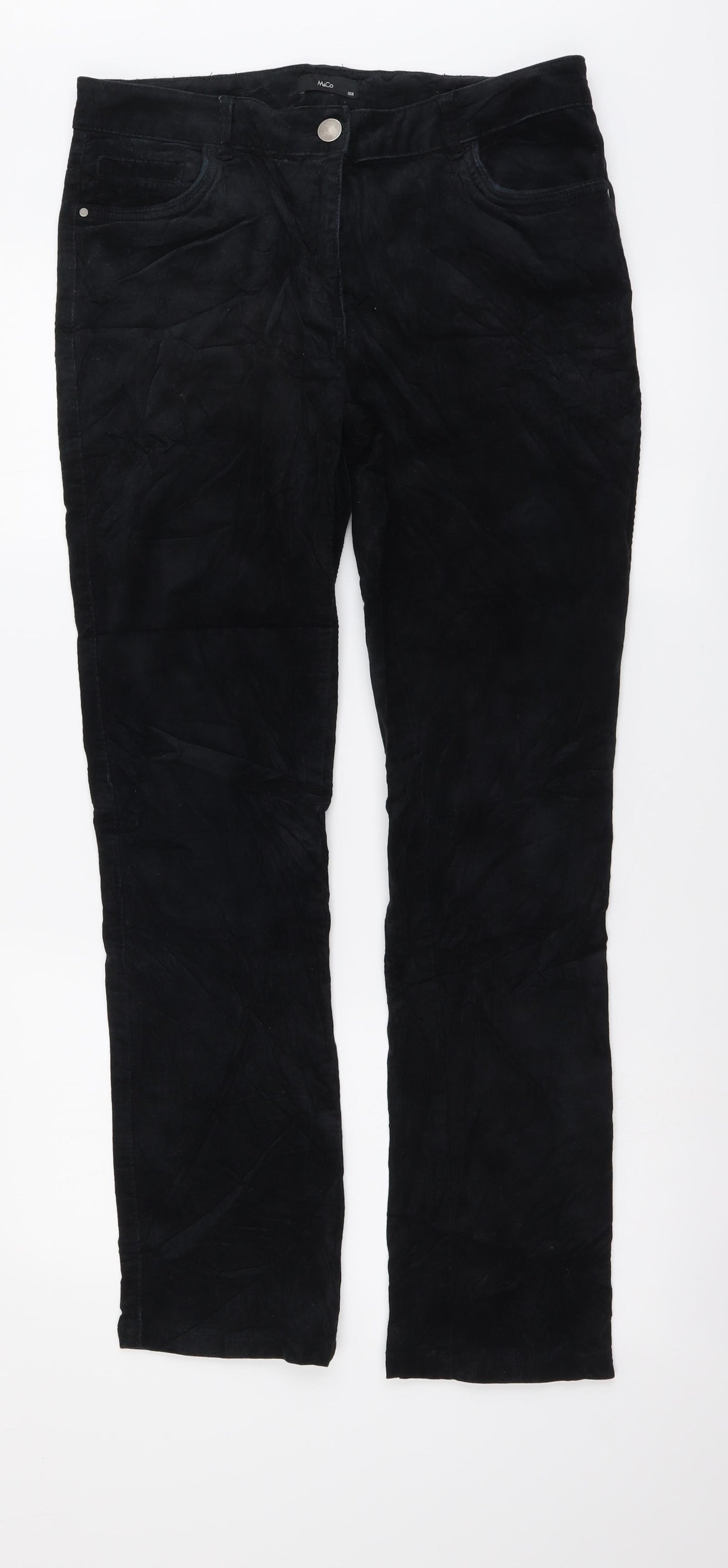 M&Co Womens Black Cotton Straight Jeans Size 10 L30 in Regular Button