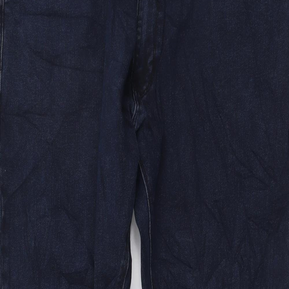 Marks and Spencer Mens Blue Cotton Straight Jeans Size 40 in L31 in Regular Button