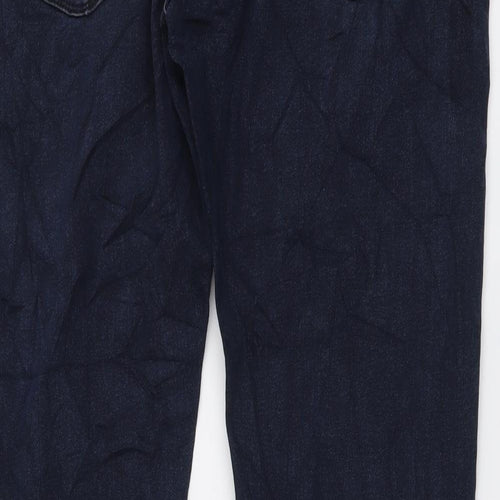 Marks and Spencer Mens Blue Cotton Straight Jeans Size 40 in L31 in Regular Button