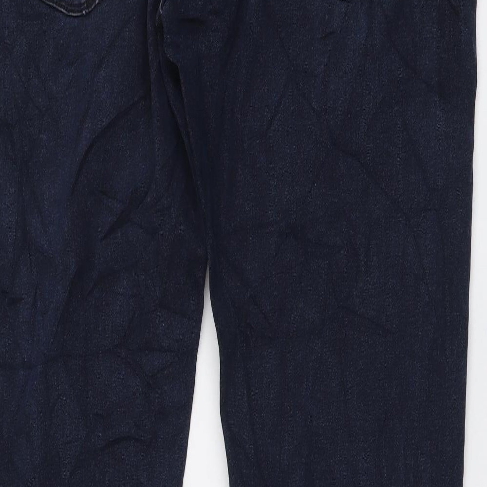 Marks and Spencer Mens Blue Cotton Straight Jeans Size 40 in L31 in Regular Button