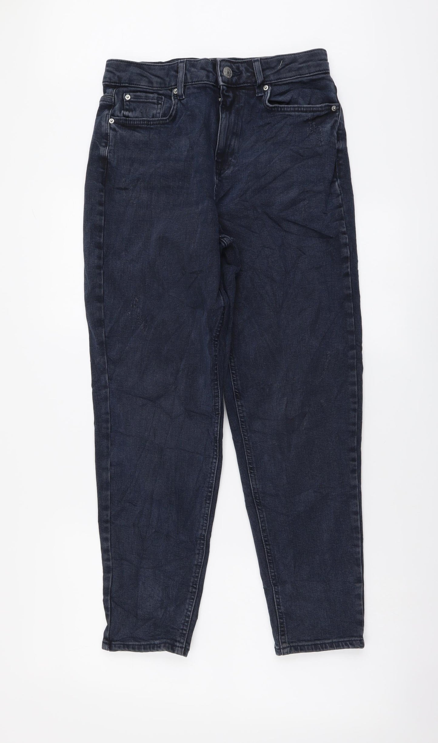 Marks and Spencer Womens Blue Cotton Tapered Jeans Size 10 L26 in Regular Button