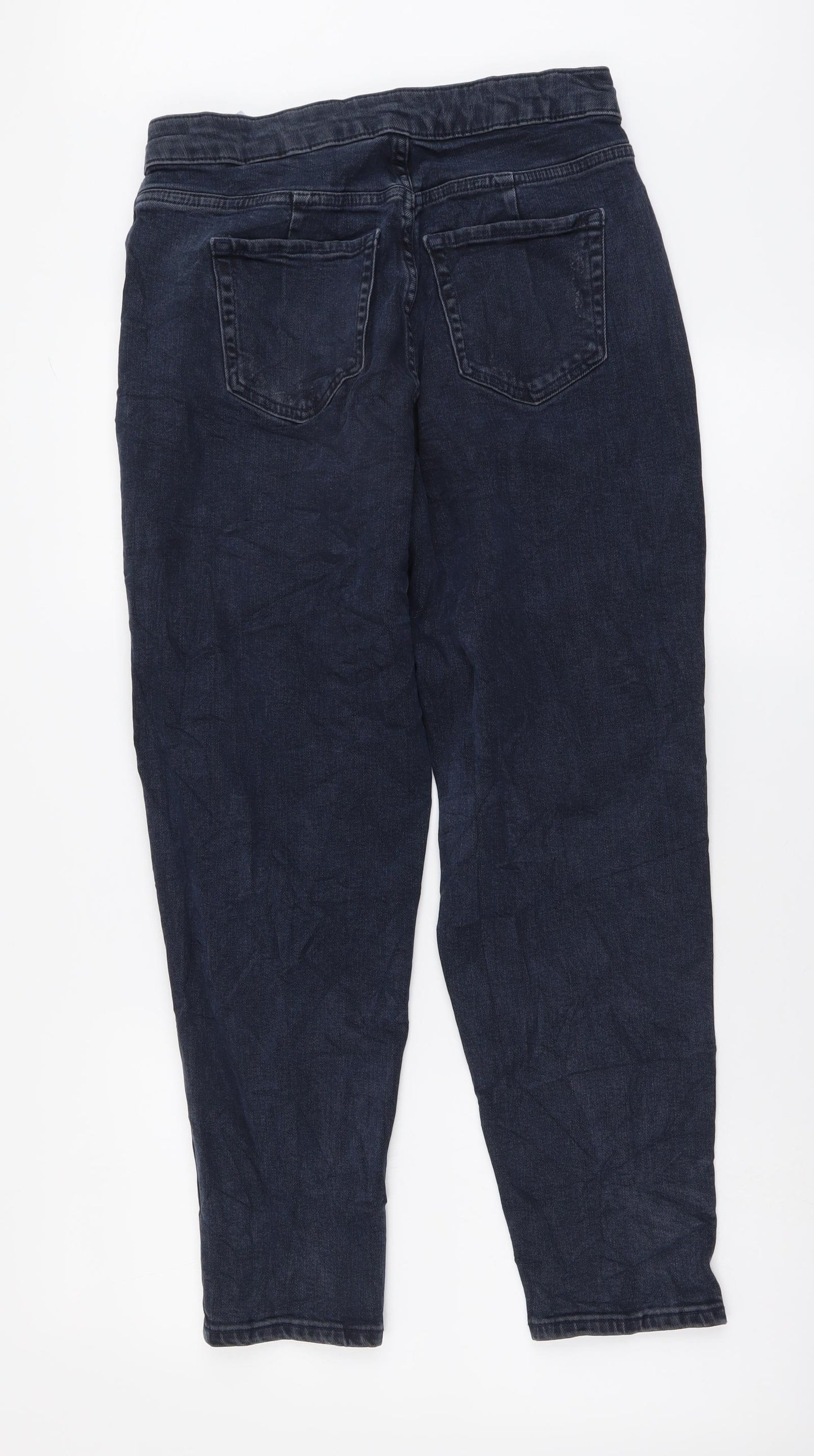 Marks and Spencer Womens Blue Cotton Tapered Jeans Size 10 L26 in Regular Button