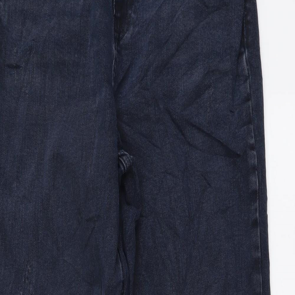 Marks and Spencer Womens Blue Cotton Tapered Jeans Size 10 L26 in Regular Button