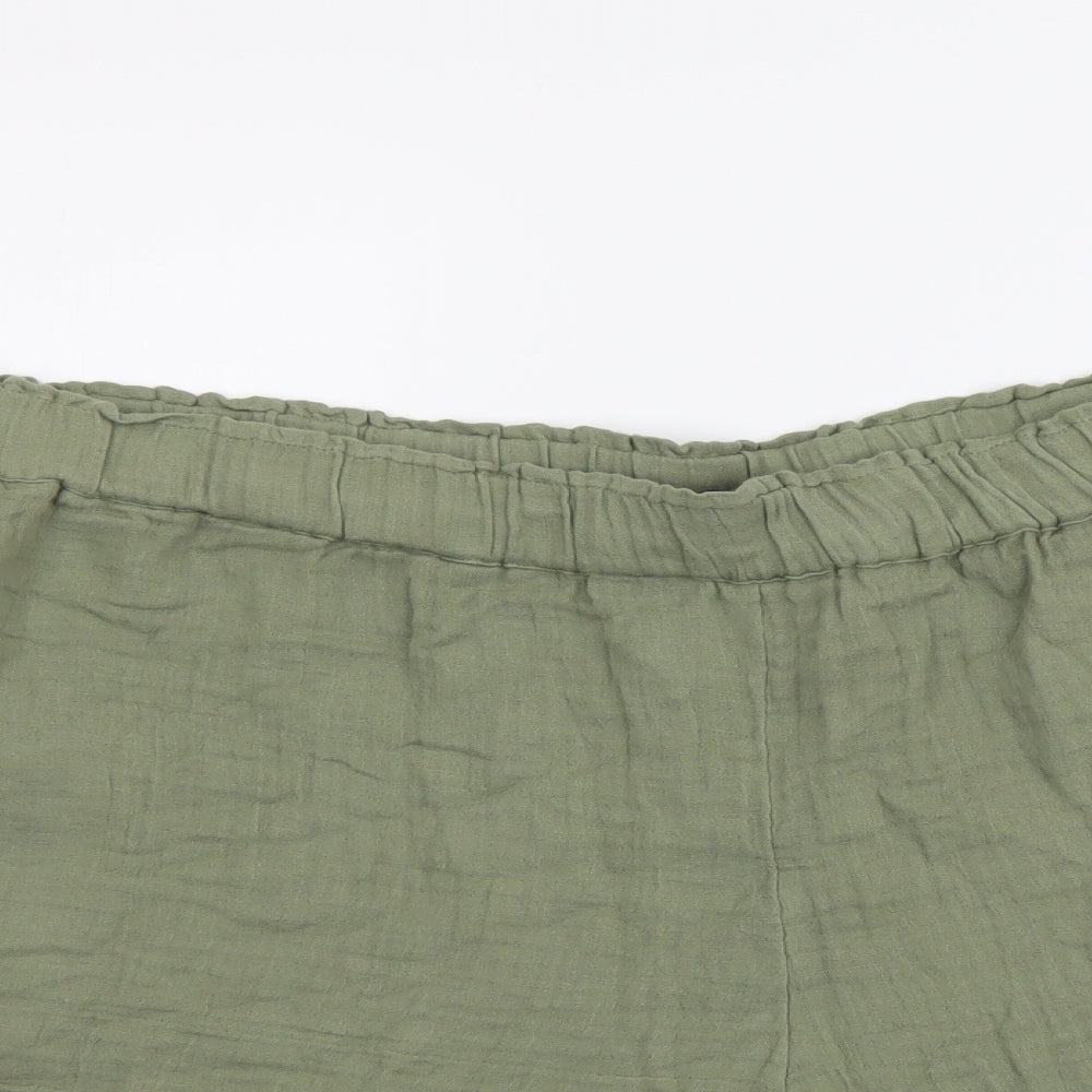 Marks and Spencer Womens Green Cotton Sweat Shorts Size 24 L3 in Regular Pull On