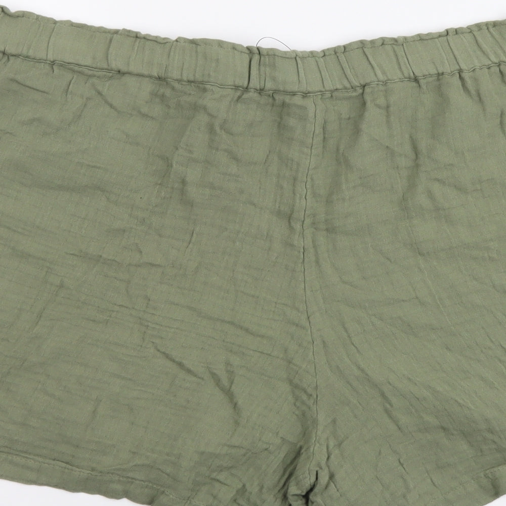Marks and Spencer Womens Green Cotton Sweat Shorts Size 24 L3 in Regular Pull On