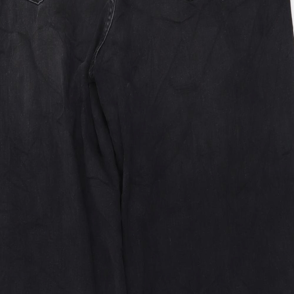 Autograph Womens Grey Cotton Wide-Leg Jeans Size 18 L28 in Regular Button