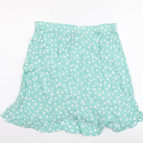Marks and Spencer Womens Green Floral Viscose A-Line Skirt Size 12
