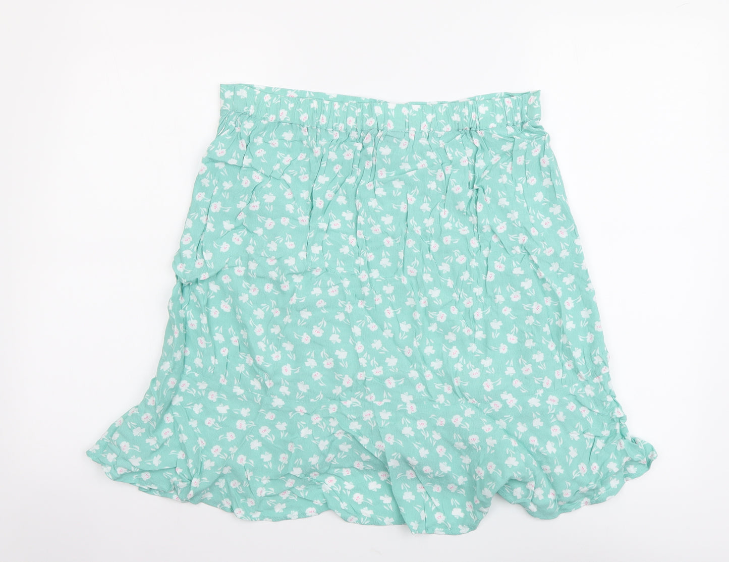 Marks and Spencer Womens Green Floral Viscose A-Line Skirt Size 12