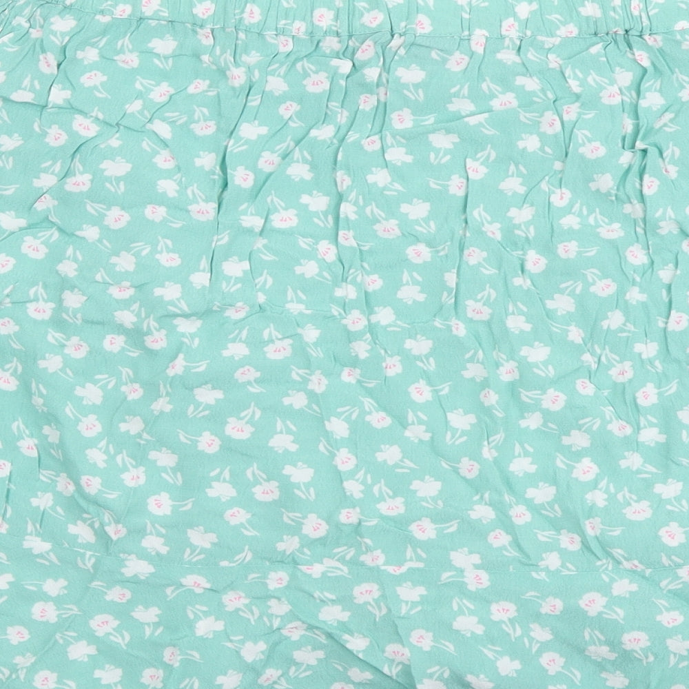 Marks and Spencer Womens Green Floral Viscose A-Line Skirt Size 12