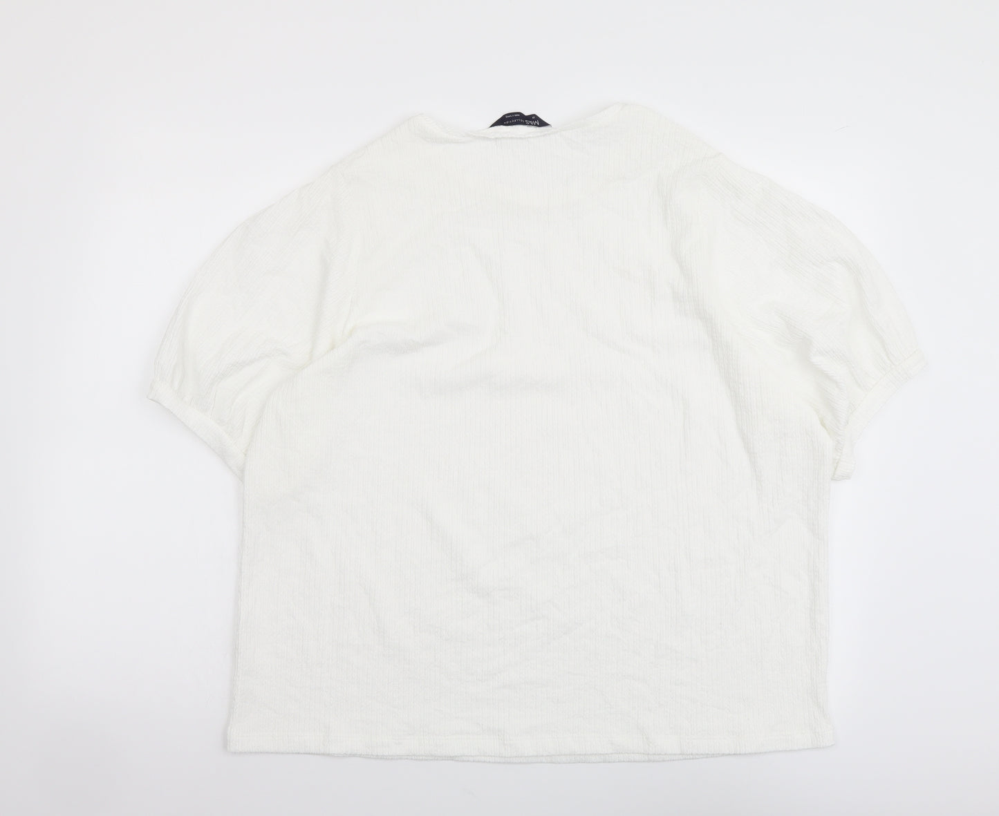 Marks and Spencer Womens White Polyester Basic Blouse Size 20 Round Neck