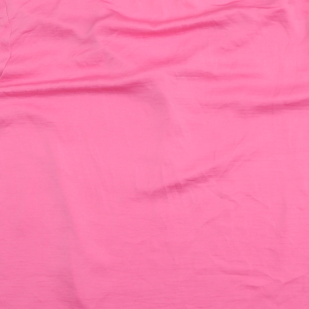 Marks and Spencer Womens Pink Polyester Basic Blouse Size 24 V-Neck
