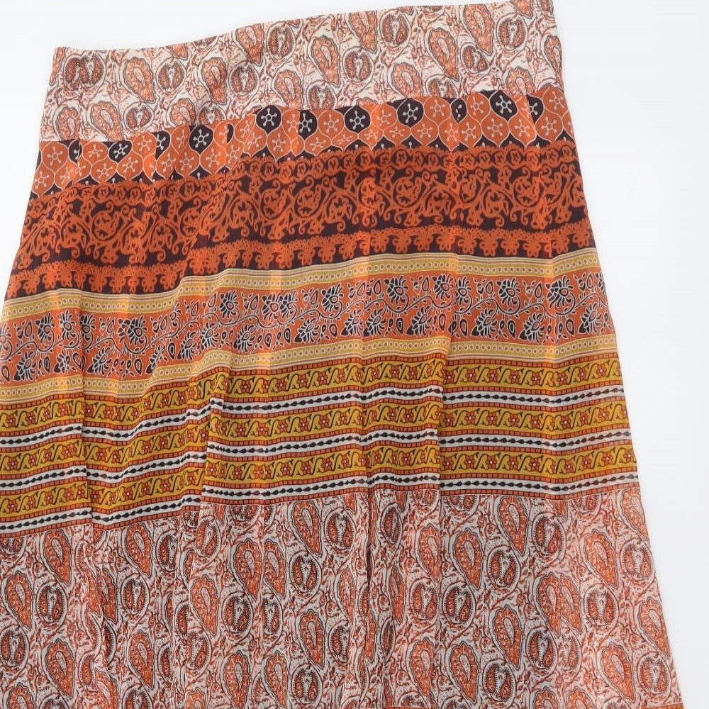 Marks and Spencer Womens Multicoloured Geometric Polyester A-Line Skirt Size 12 Zip
