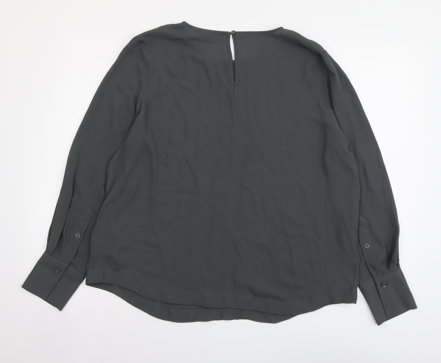 Marks and Spencer Womens Grey Polyester Basic Blouse Size 16 Round Neck