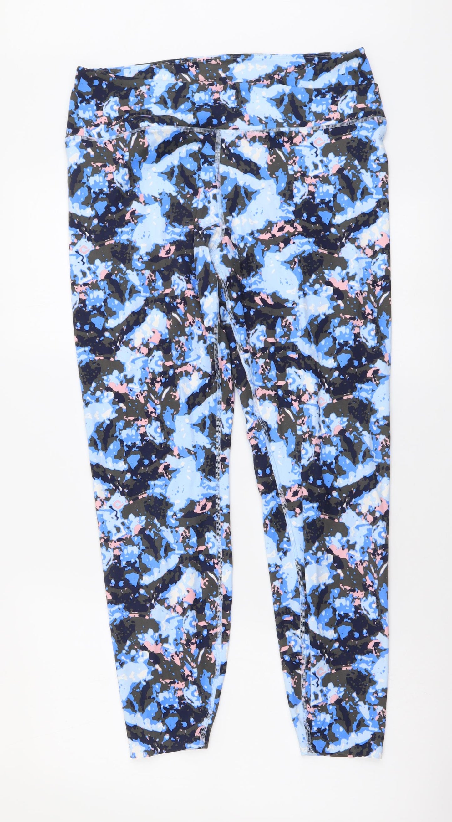 Marks and Spencer Womens Multicoloured Geometric Polyester Compression Leggings Size 18 L26 in Regular