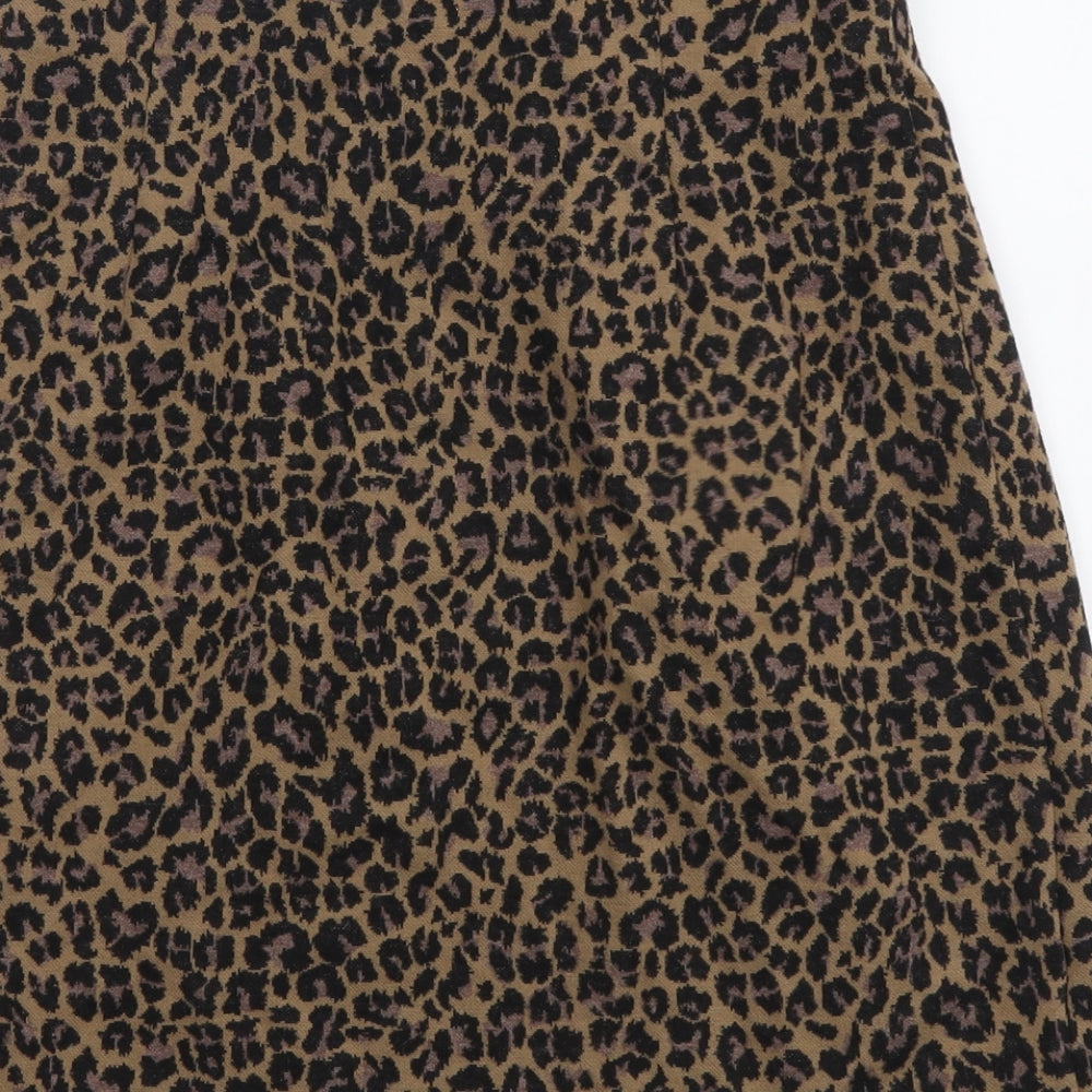 Marks and Spencer Womens Brown Animal Print Polyester Mini Skirt Size 8 - Leopard Pattern