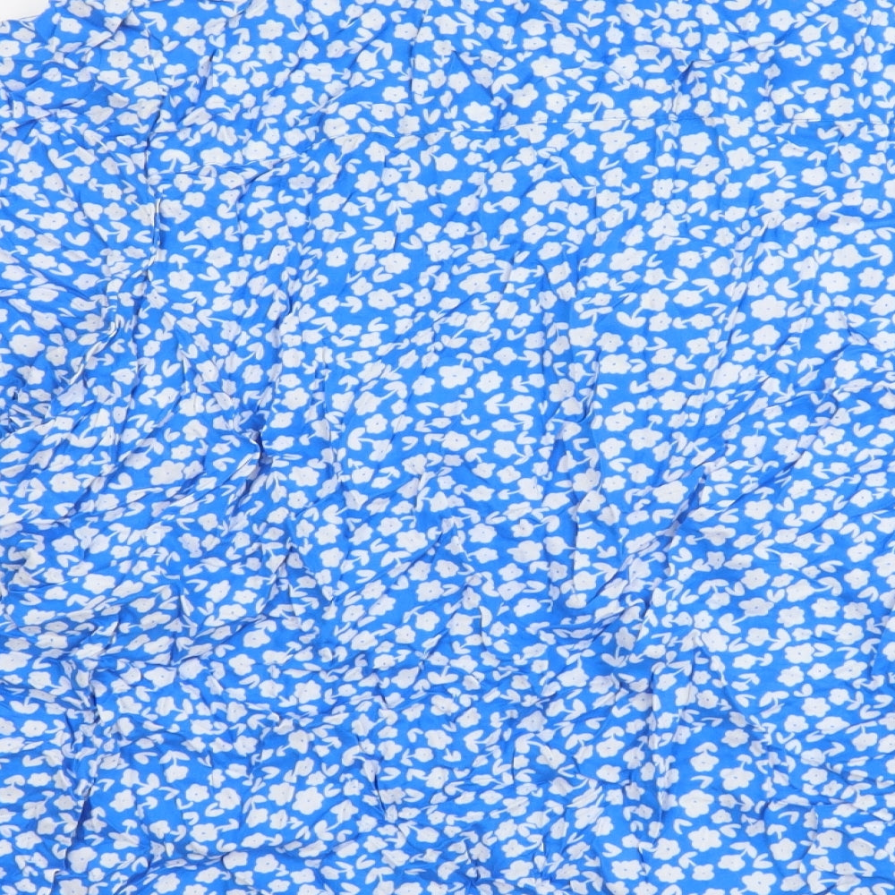 Marks and Spencer Womens Blue Geometric Viscose Basic Blouse Size 22 V-Neck