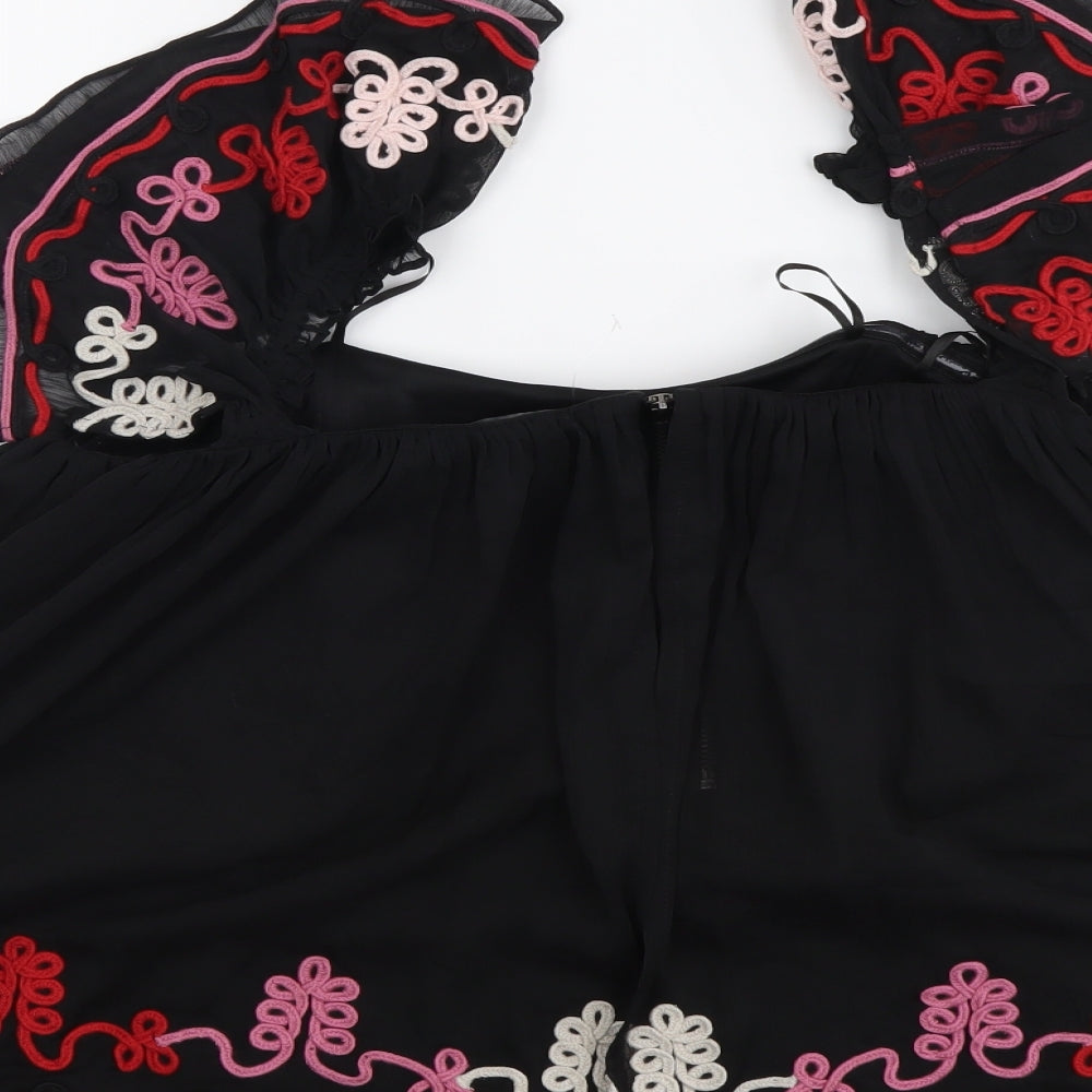 NEXT Womens Black Polyester Basic Blouse Size 12 Square Neck