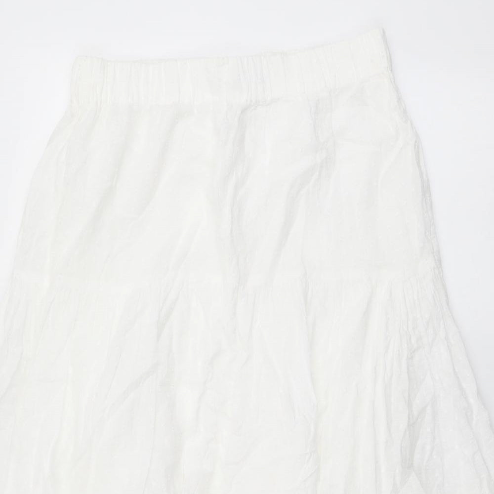 Marks and Spencer Womens White Cotton A-Line Skirt Size 10