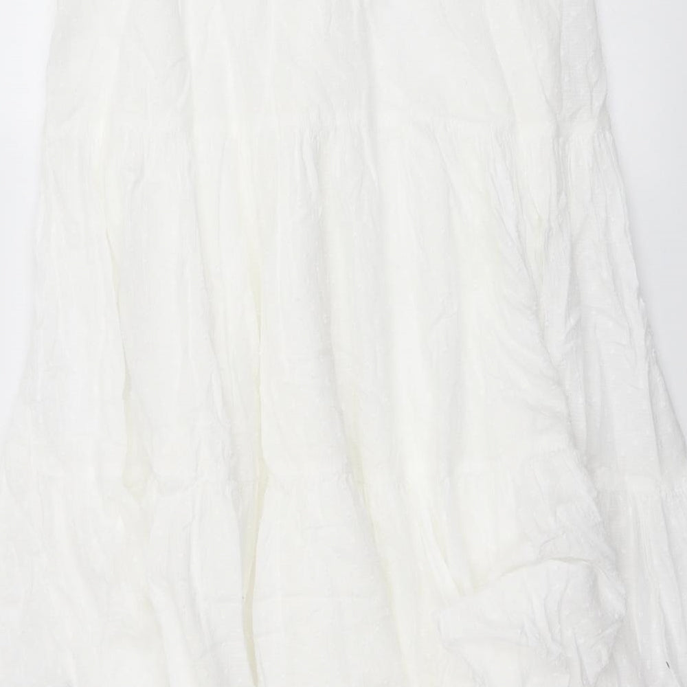 Marks and Spencer Womens White Cotton A-Line Skirt Size 10