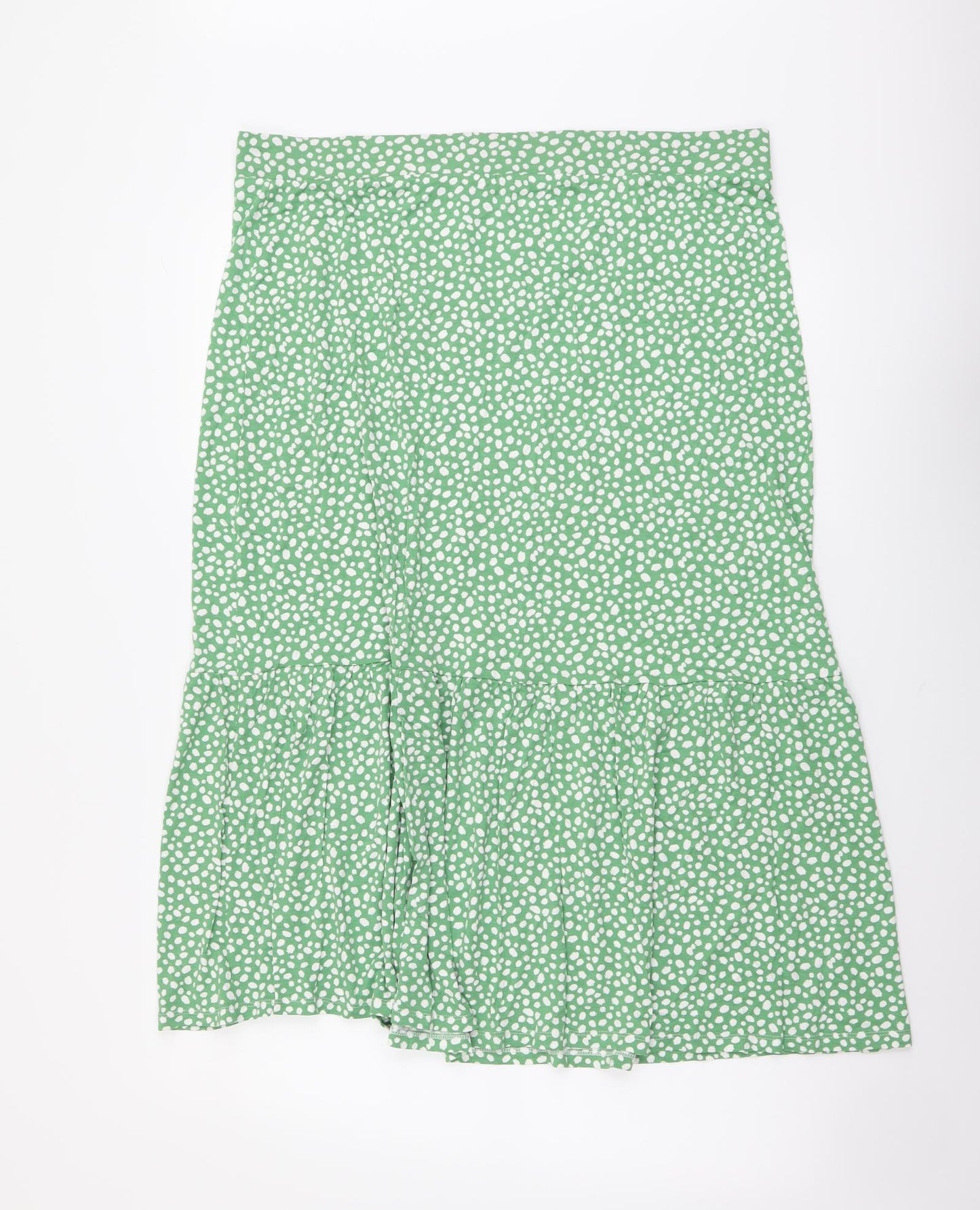 Marks and Spencer Womens Green Geometric Viscose A-Line Skirt Size 18