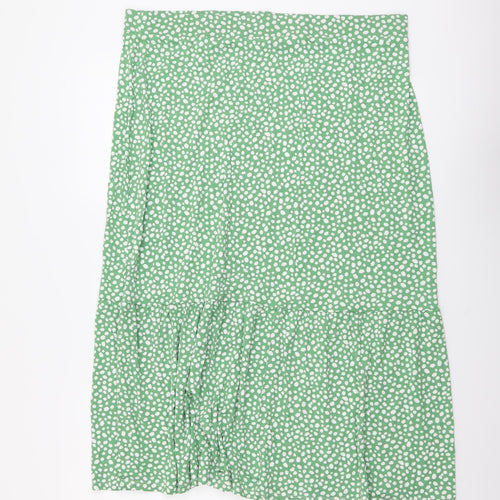 Marks and Spencer Womens Green Geometric Viscose A-Line Skirt Size 18