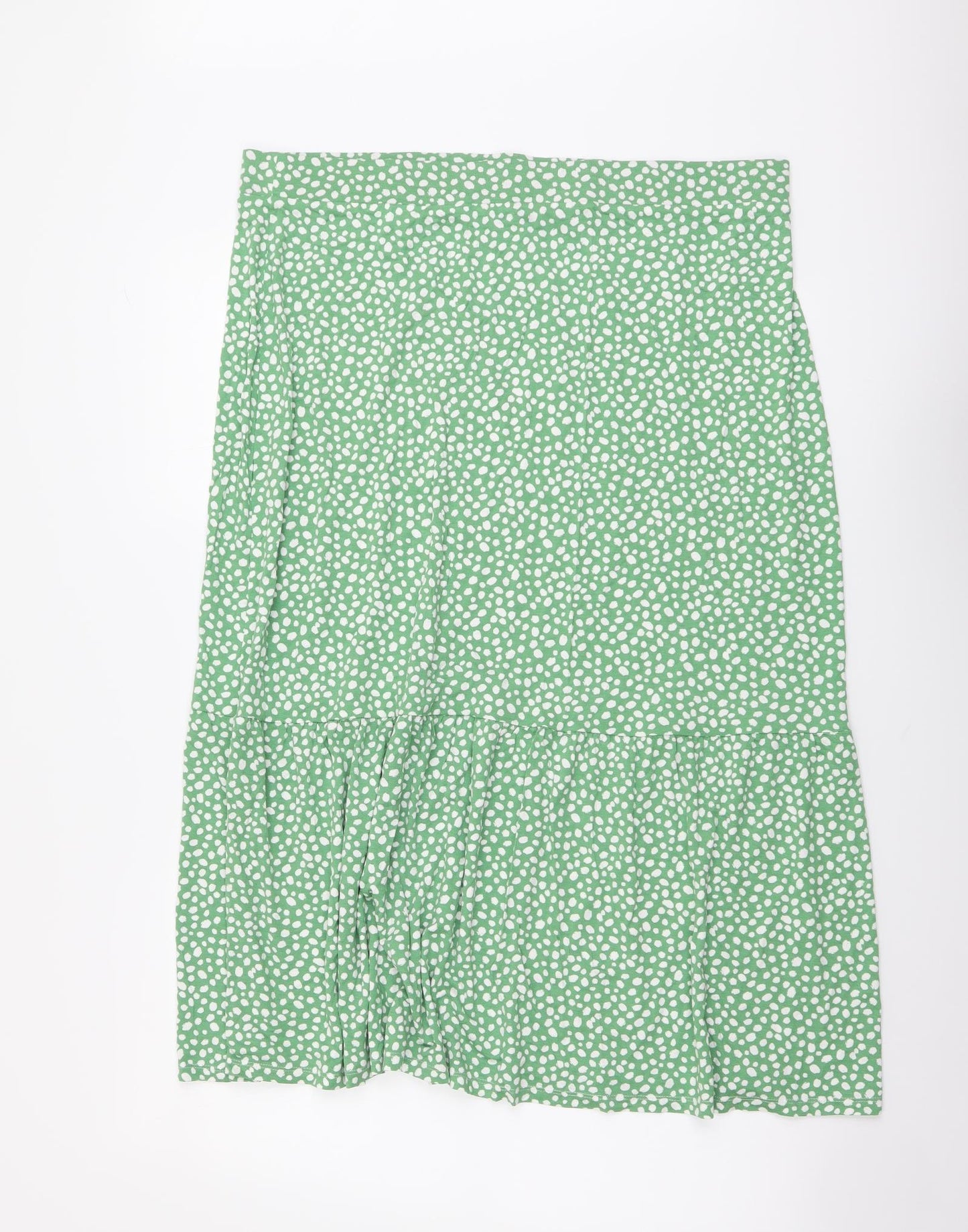 Marks and Spencer Womens Green Geometric Viscose A-Line Skirt Size 18