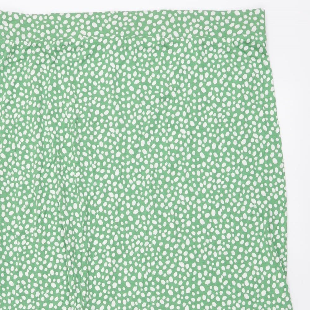 Marks and Spencer Womens Green Geometric Viscose A-Line Skirt Size 18
